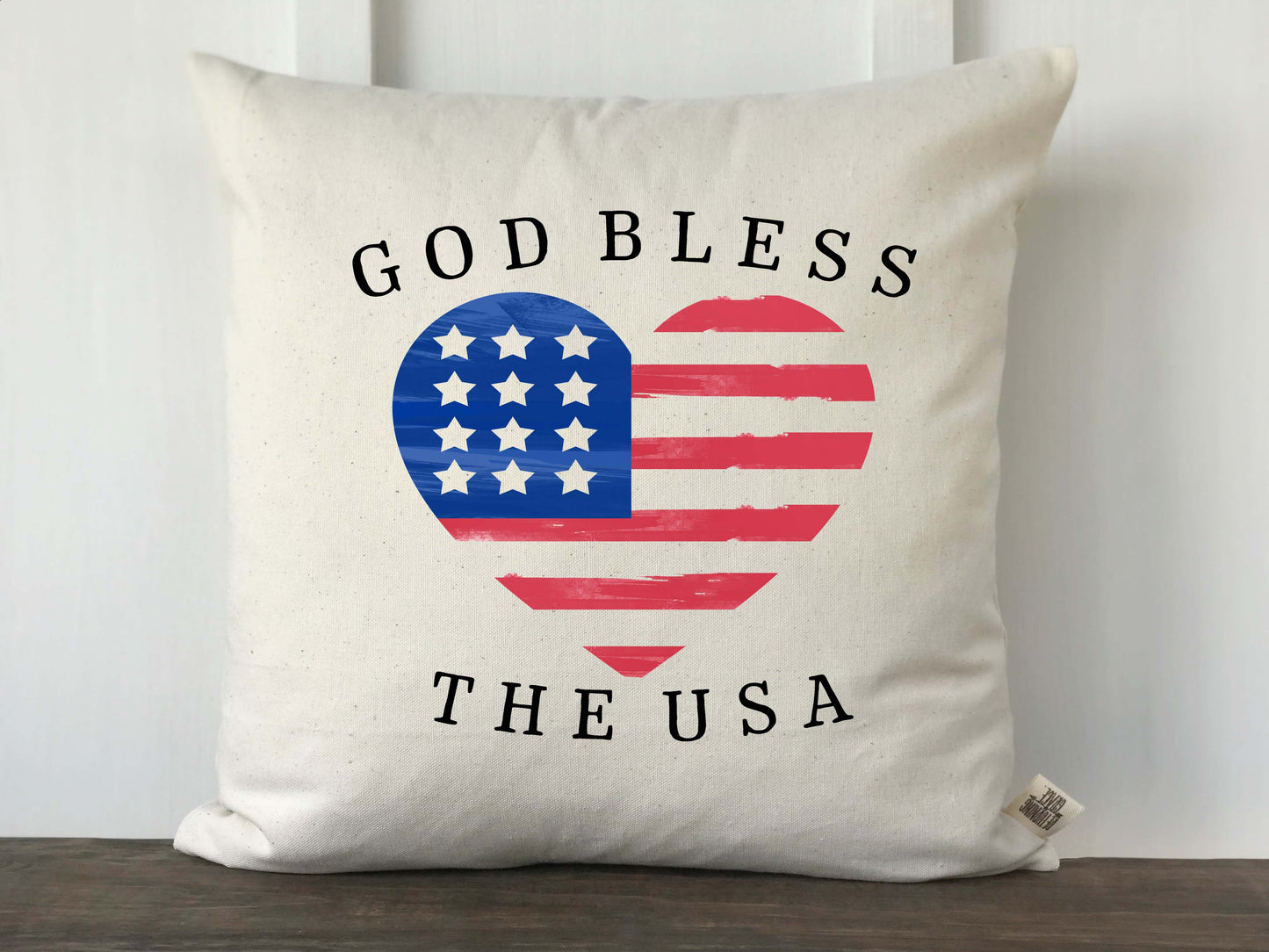 God Bless the USA Heart Pillow Cover - Returning Grace Designs
