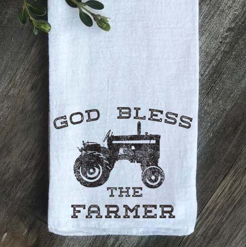 God Bless the Farmer Flour Sack Tea Towel - Returning Grace Designs
