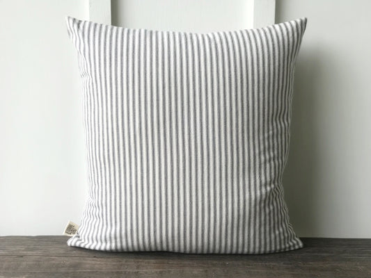 Gray Ticking Pillow Cover - Returning Grace Designs