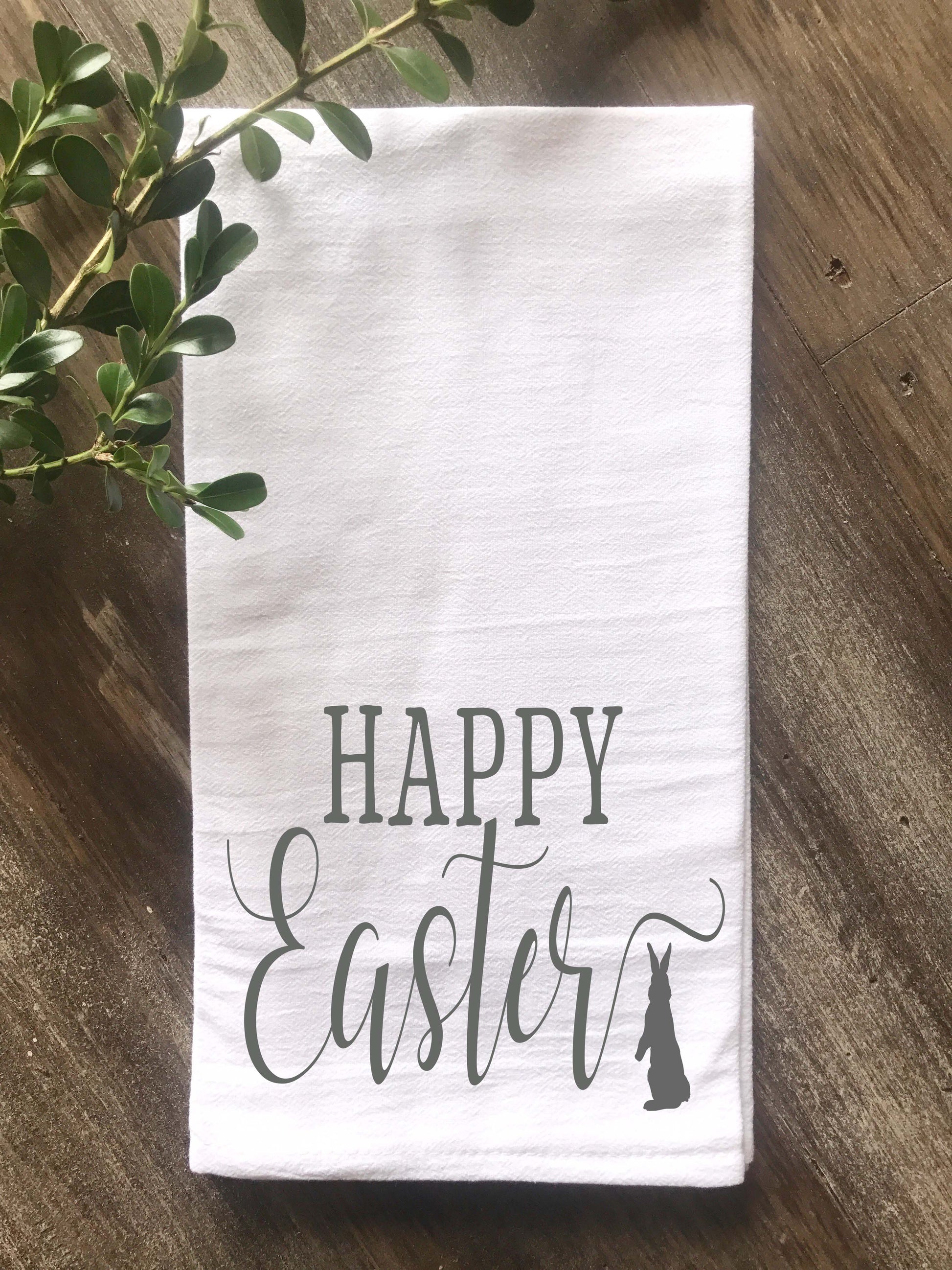 Happy Easter Flour Sack Tea Towel - Returning Grace Designs