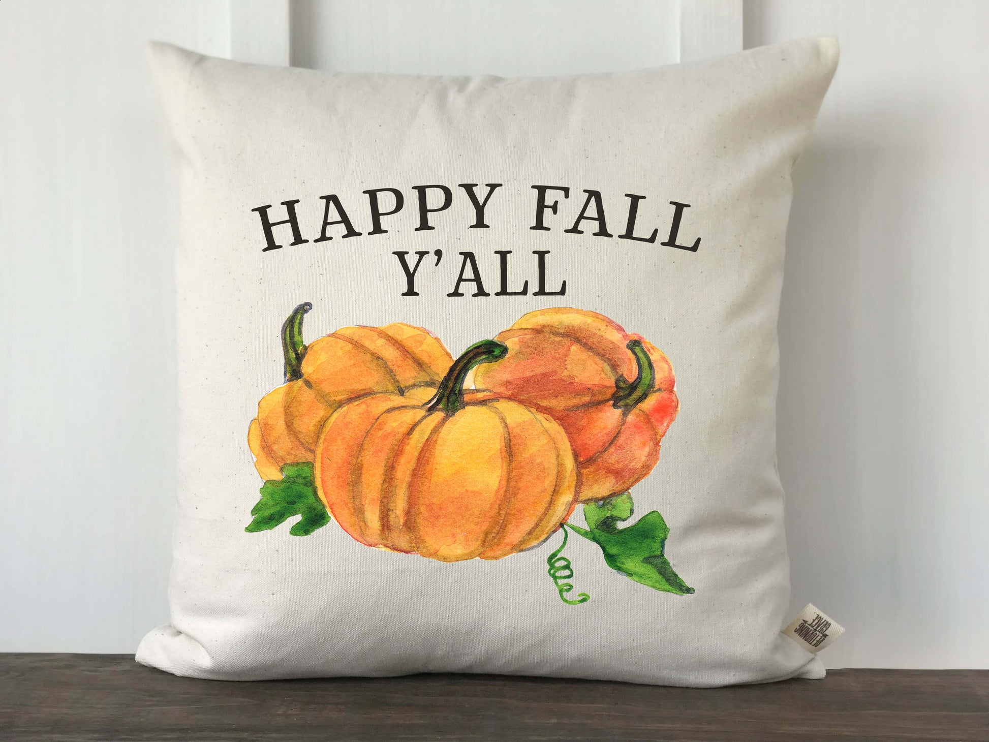 Happy Fall Y'all Watercolor Pumpkins Pillow Cover - Returning Grace Designs