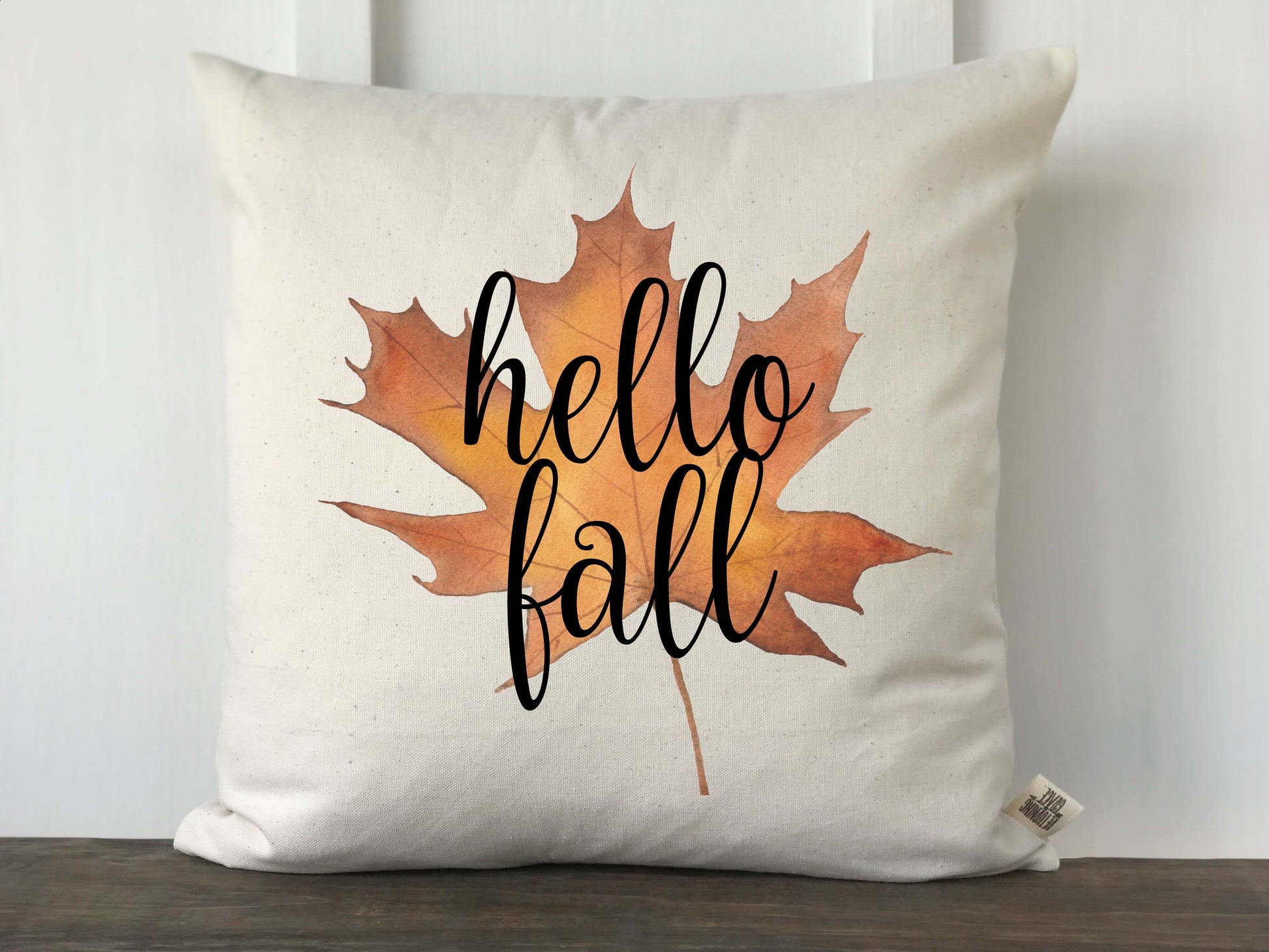 Hello Fall Watercolor Maple Leaf Pillow Cover - Returning Grace Designs