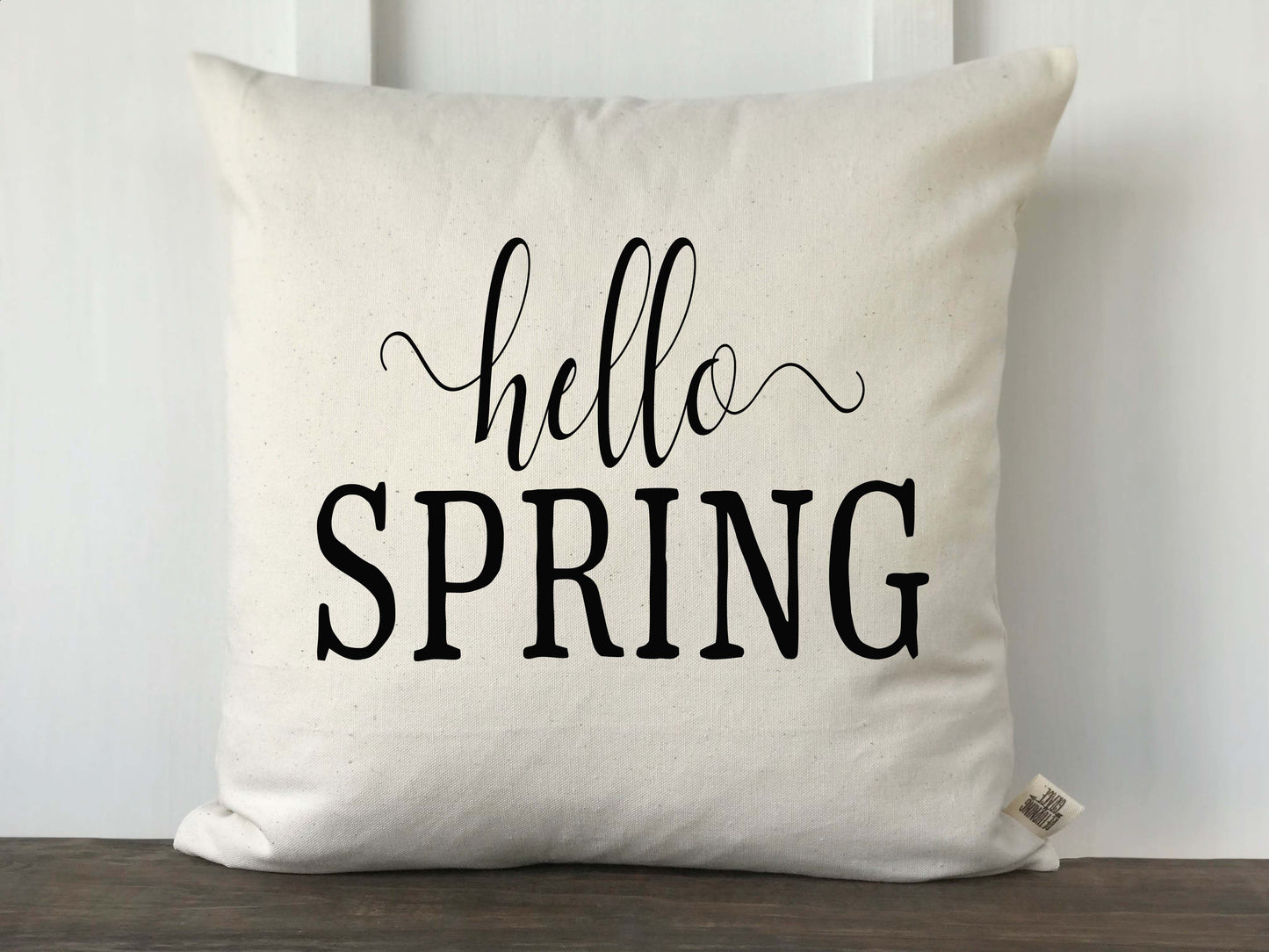 Hello Spring Script Pillow Cover - Returning Grace Designs