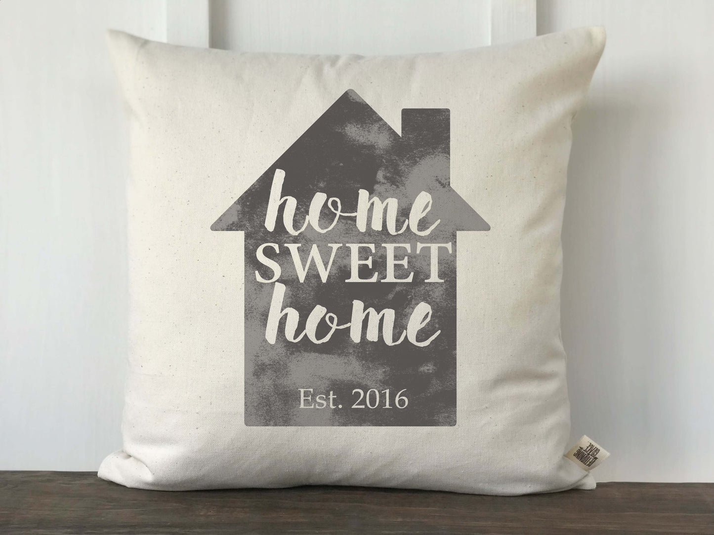 Home Sweet Home Personalized Pillow Cover in Dark or Light Gray - Returning Grace Designs