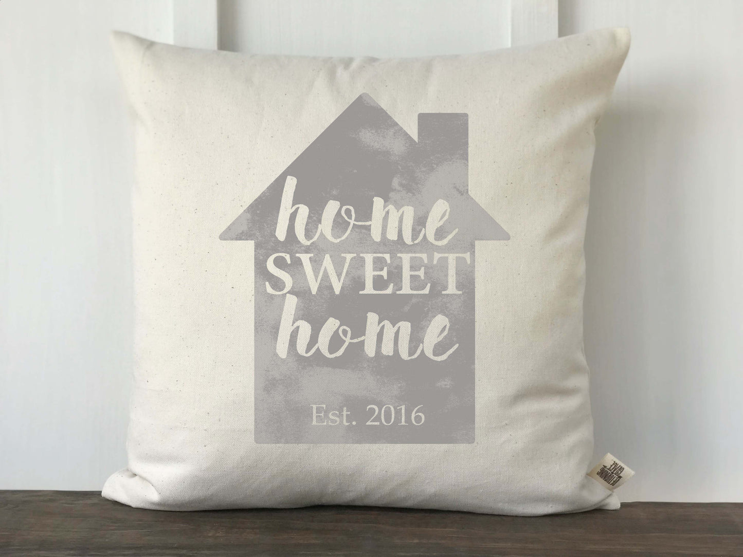 Home Sweet Home Personalized Pillow Cover in Dark or Light Gray - Returning Grace Designs