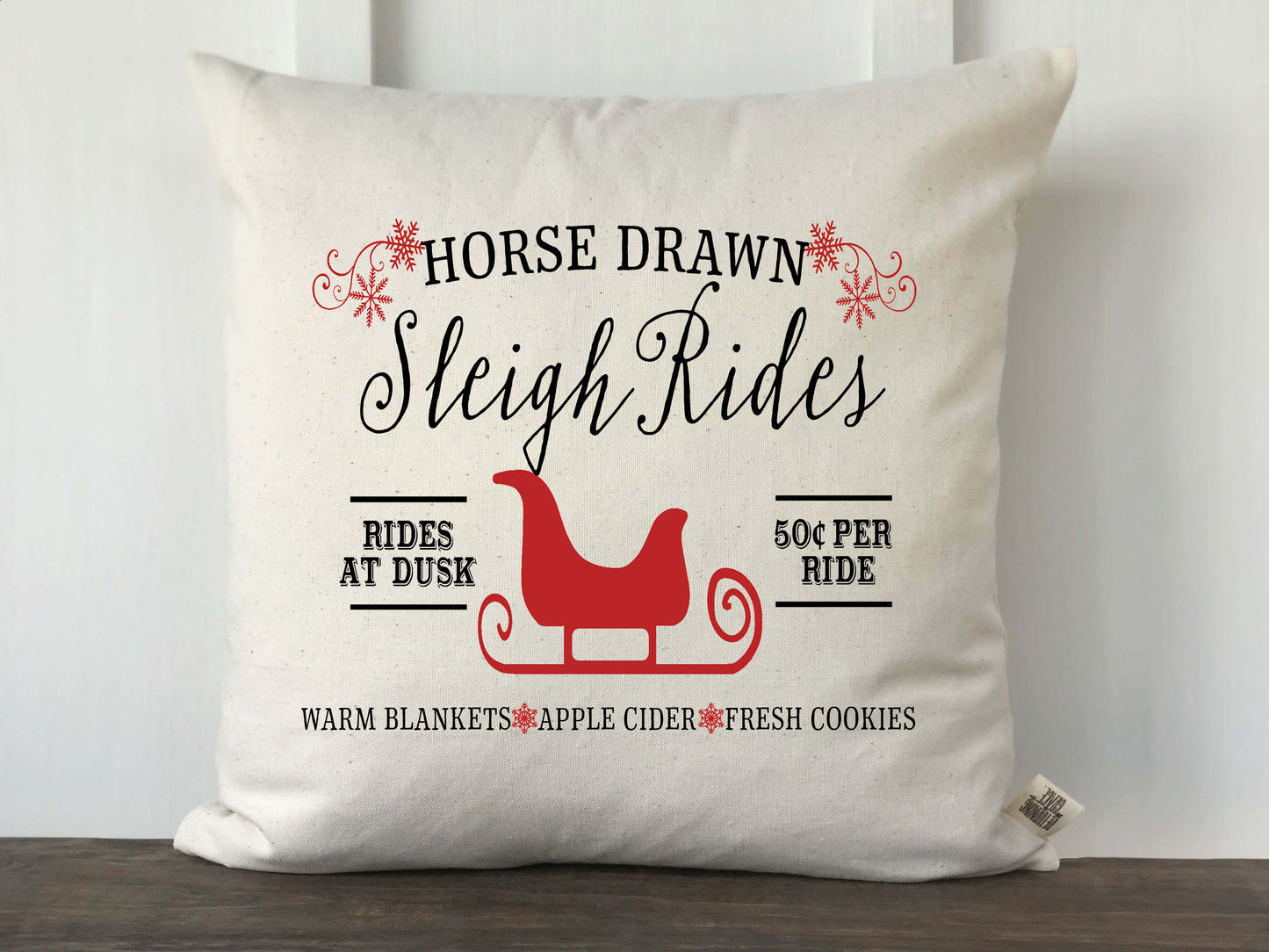 Horse Drawn Sleigh Rides Farmhouse Pillow Cover - Returning Grace Designs