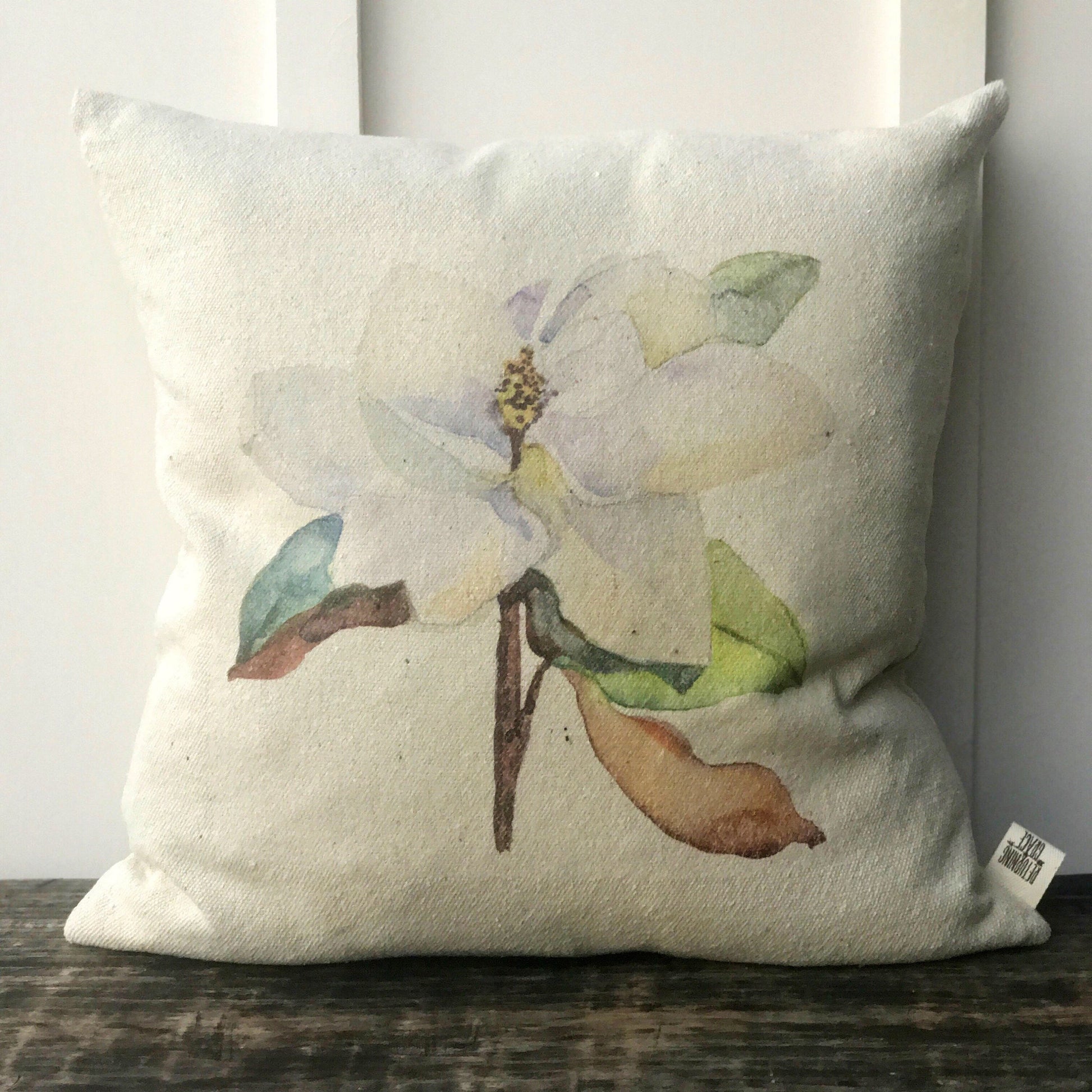 Magnolia Watercolor Solid Grain Sack Pillow Cover - Returning Grace Designs