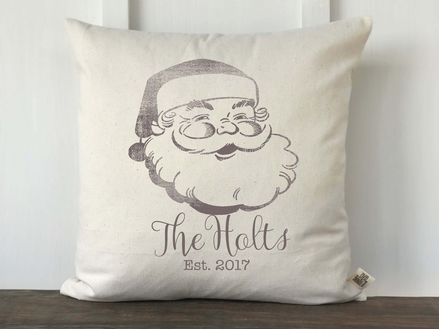 Jolly Vintage Santa Personalized Farmhouse Pillow Cover - Returning Grace Designs