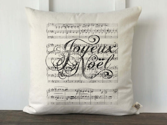 Joyeux Noel Sheet Music Pillow Cover - Returning Grace Designs