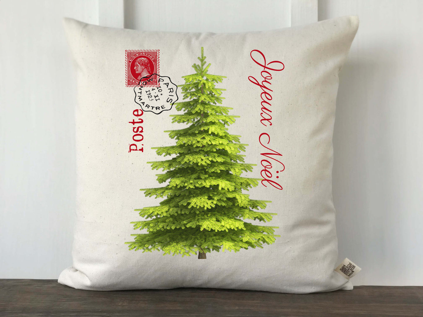Joyeux Noel French Christmas Tree Pillow - Returning Grace Designs