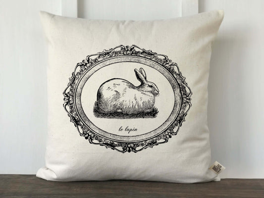 French Bunny in Vintage Frame Pillow Cover - Returning Grace Designs