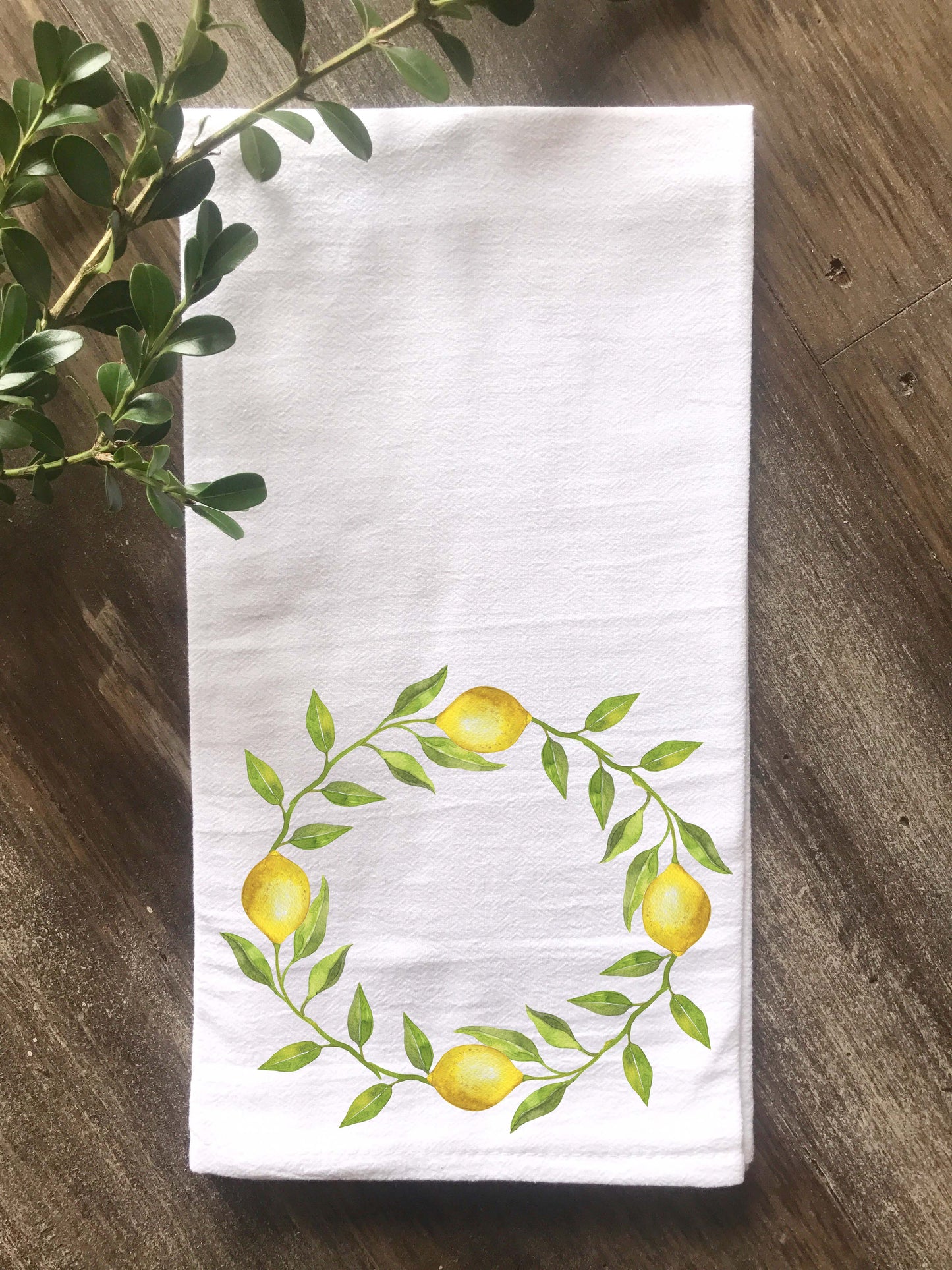 Lemon Wreath Floursack Tea Towel - Returning Grace Designs