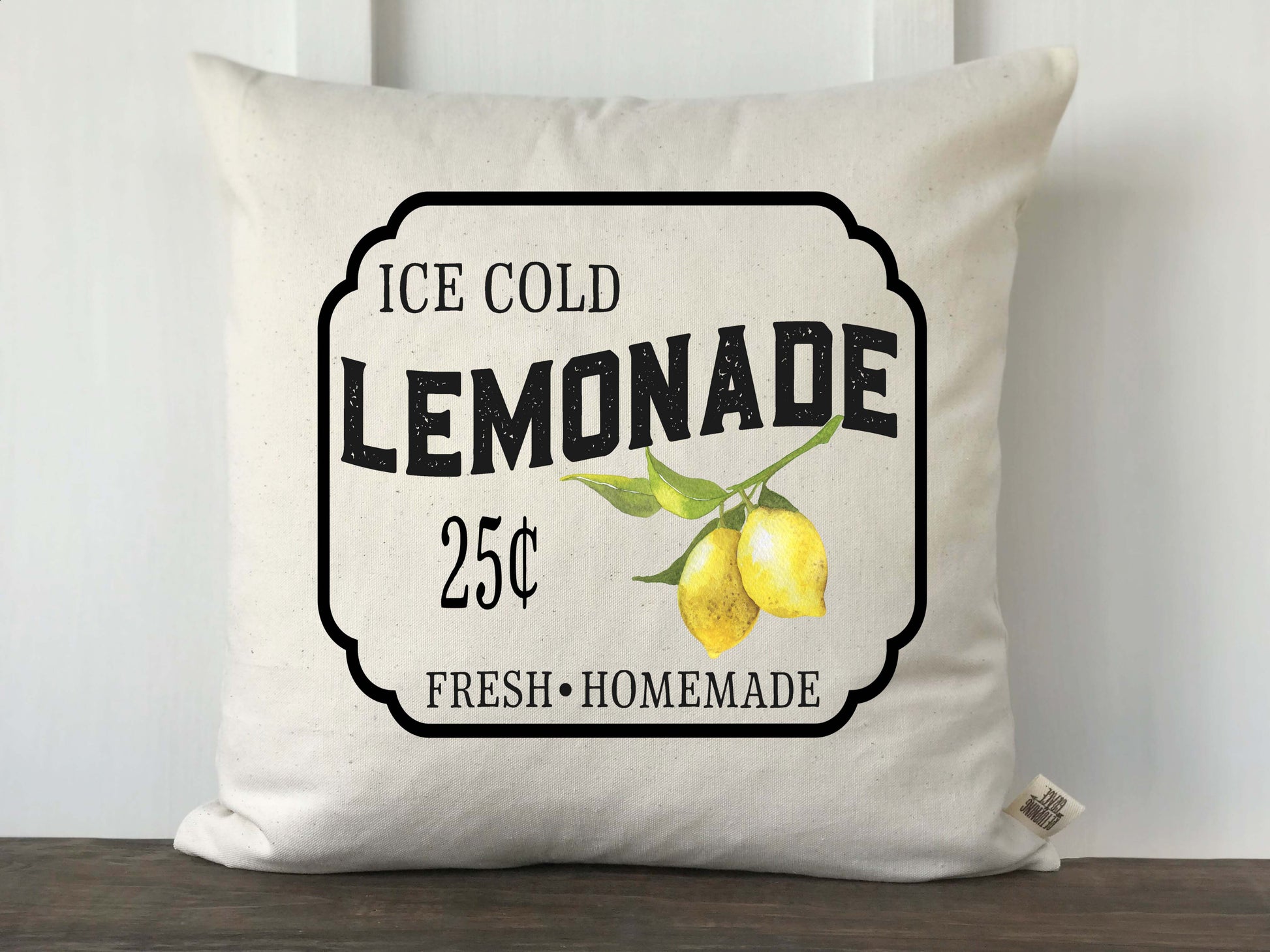 Lemonade Sign Vintage Lemon Pillow Cover - Returning Grace Designs