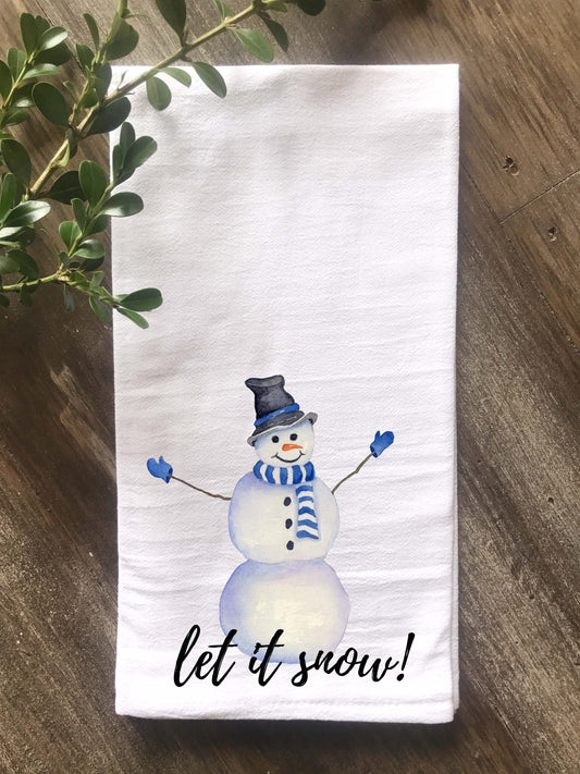 Let it Snow Snowman Flour Sack Tea Towel - Returning Grace Designs