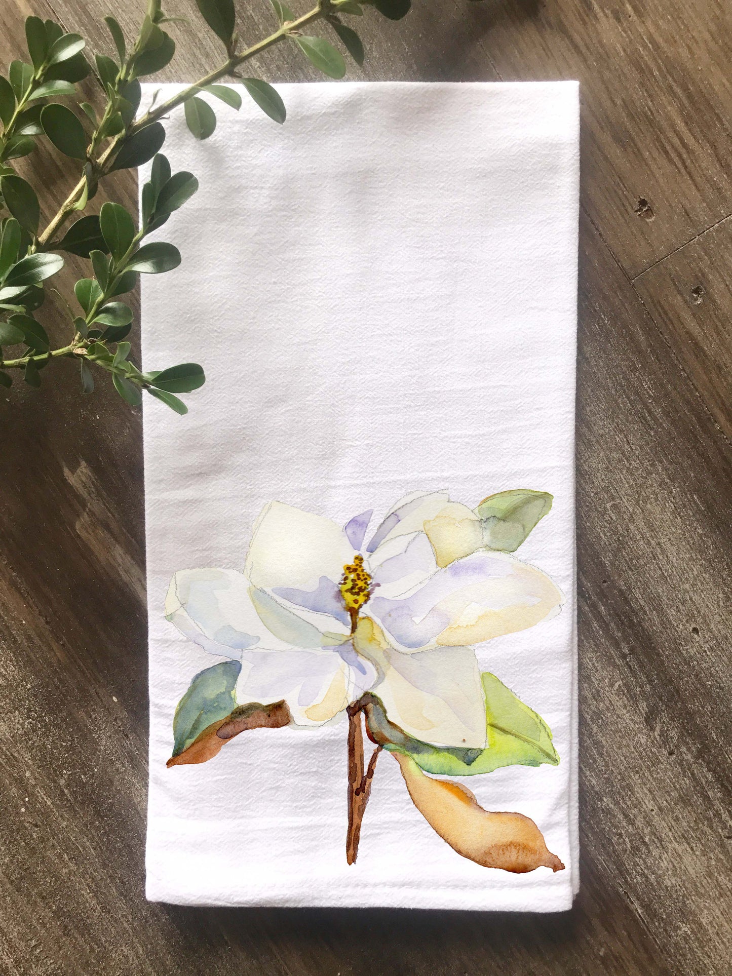 Magnolia Watercolor Floursack Towel - Returning Grace Designs