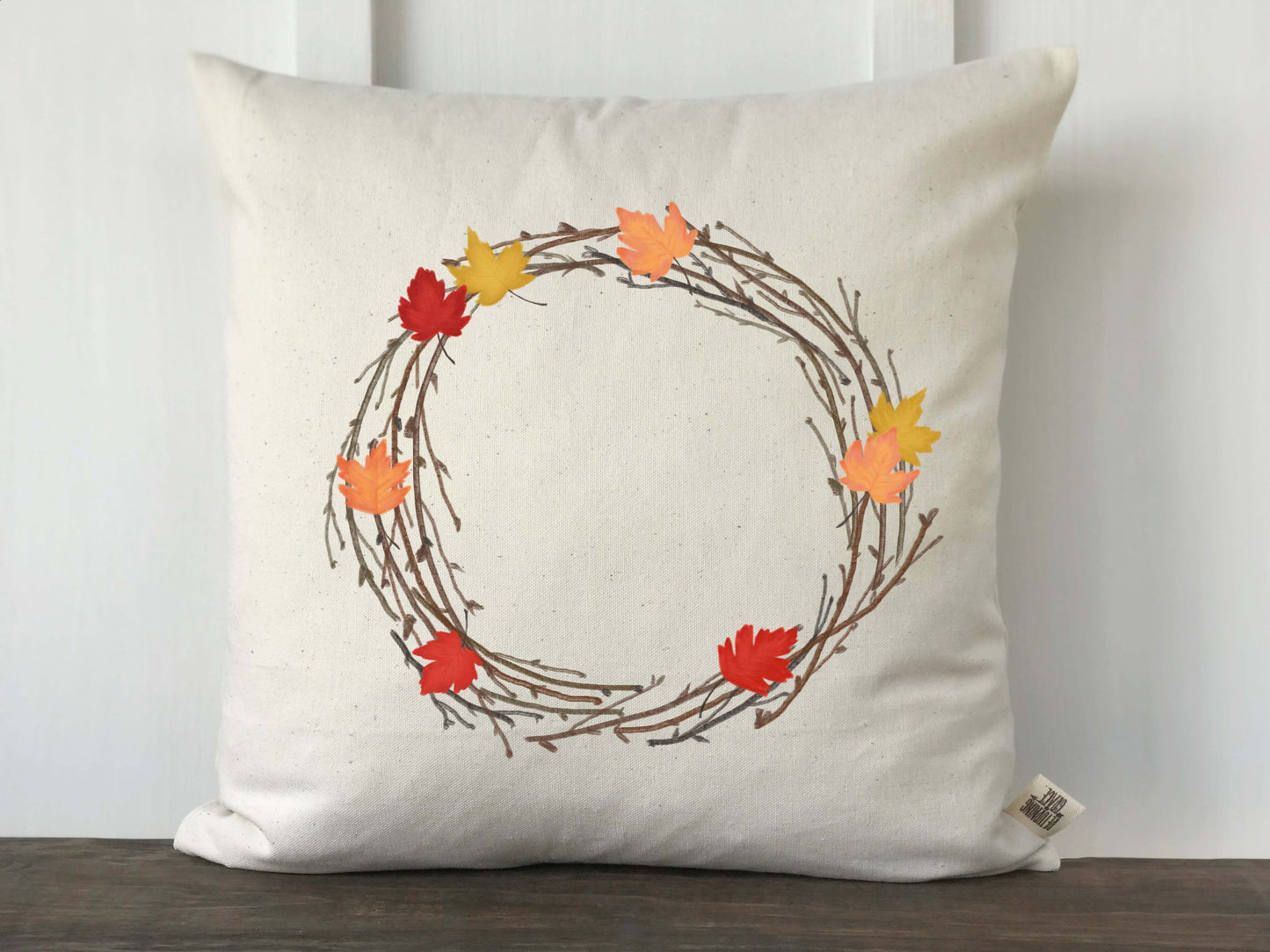 Fall Maple Leaf Wreath Pillow Cover - Returning Grace Designs