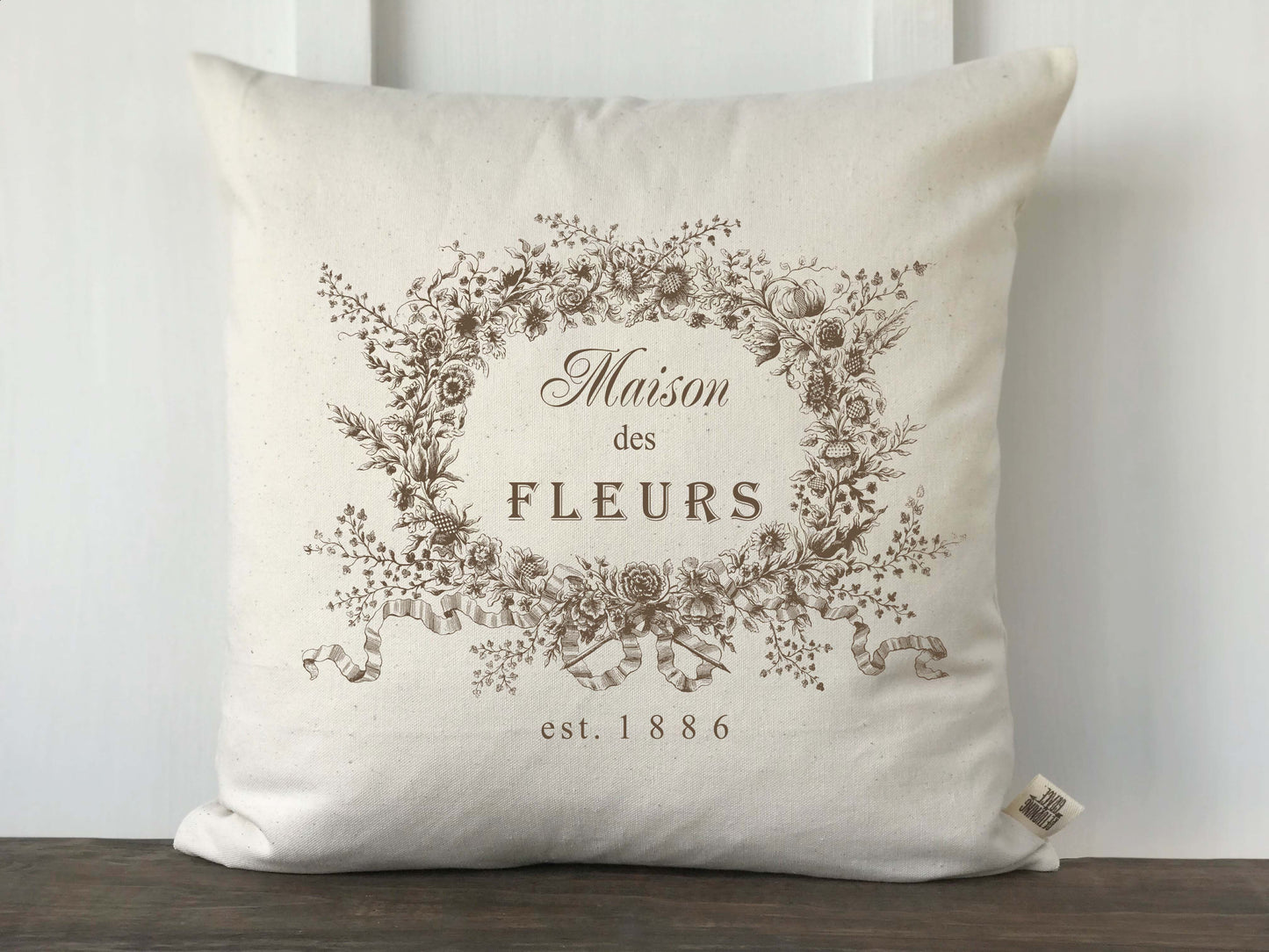 Maison Des Fleurs Vintage French Graphic Canvas Pillow Cover - Returning Grace Designs