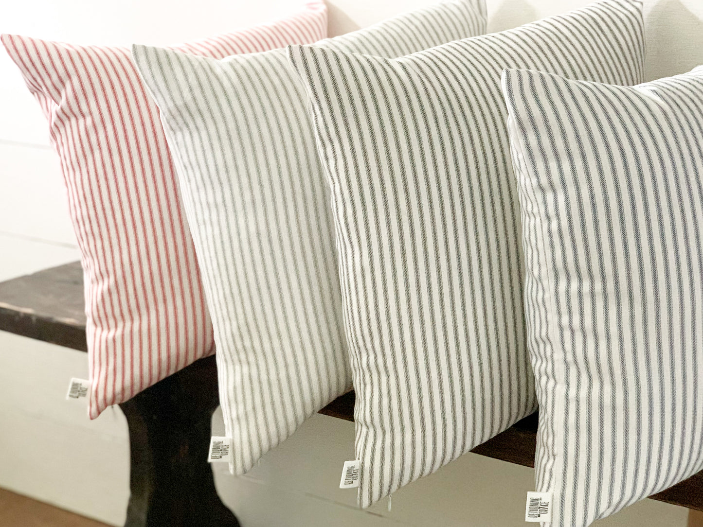 Modern Farmhouse Ticking Pillow Cover - WHITE STRIPE