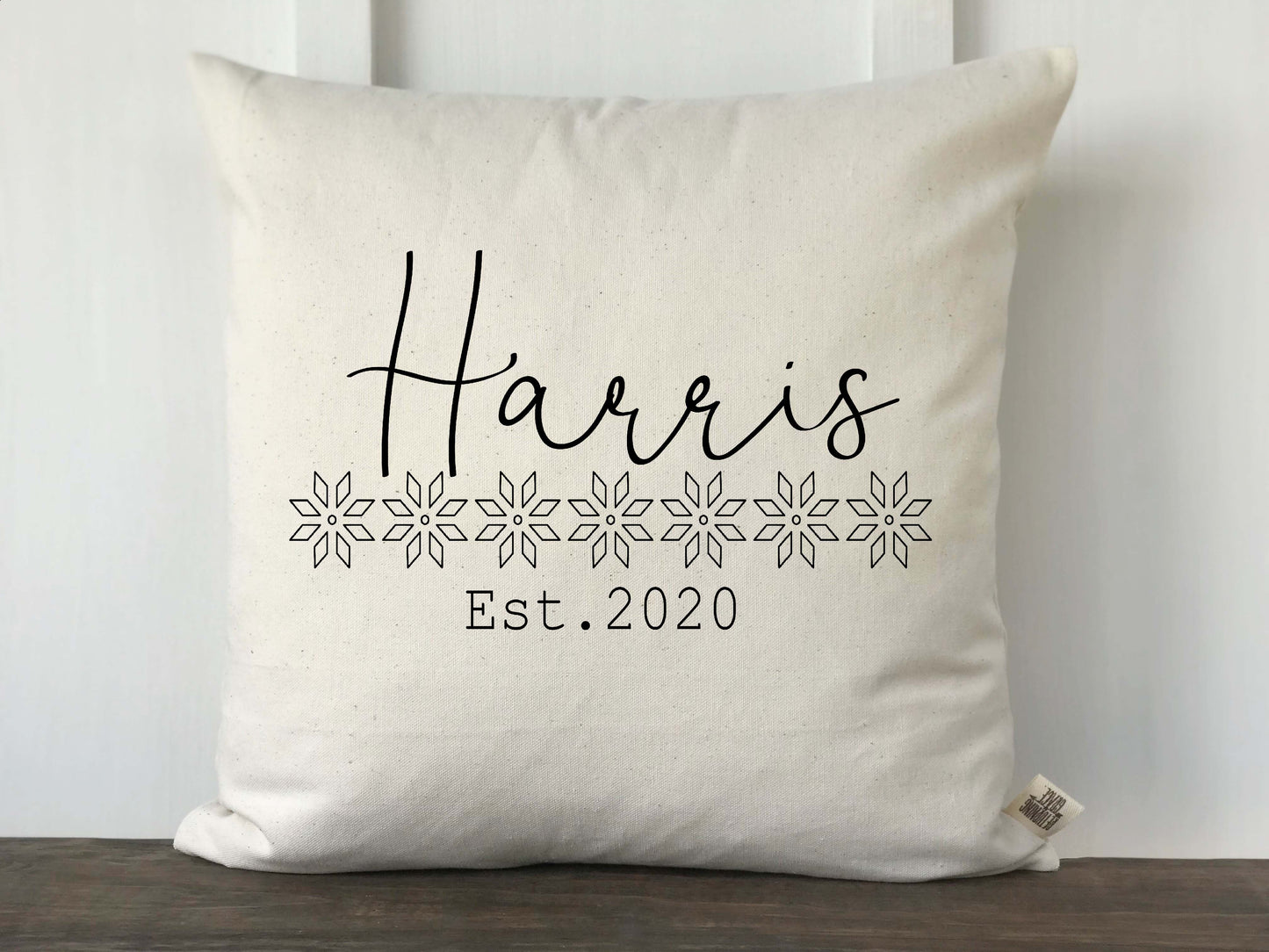 Personalized Snowflake Border Pillow Cover