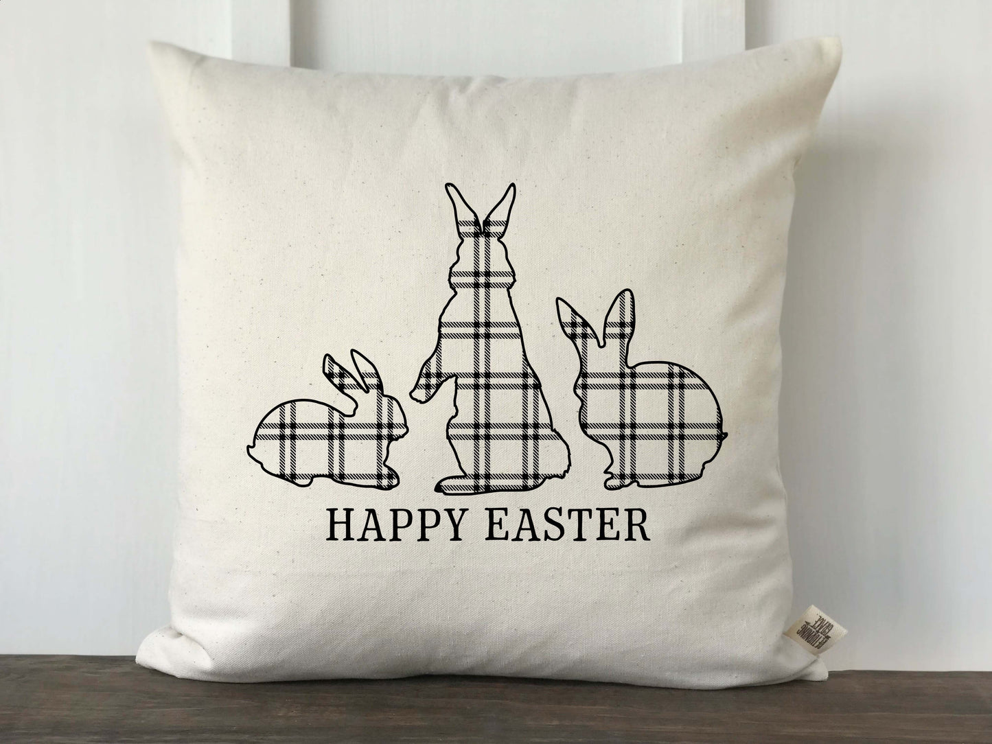 Plaid Rabbit Happy Easter Pillow Cover - Returning Grace Designs