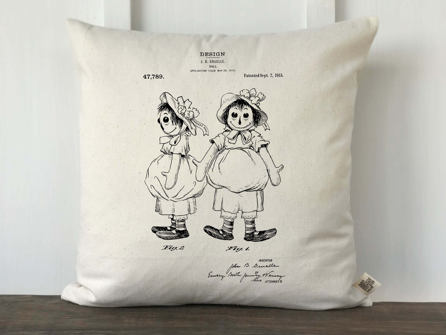 Raggedy Ann Patent Nursery Pillow Cover - Returning Grace Designs
