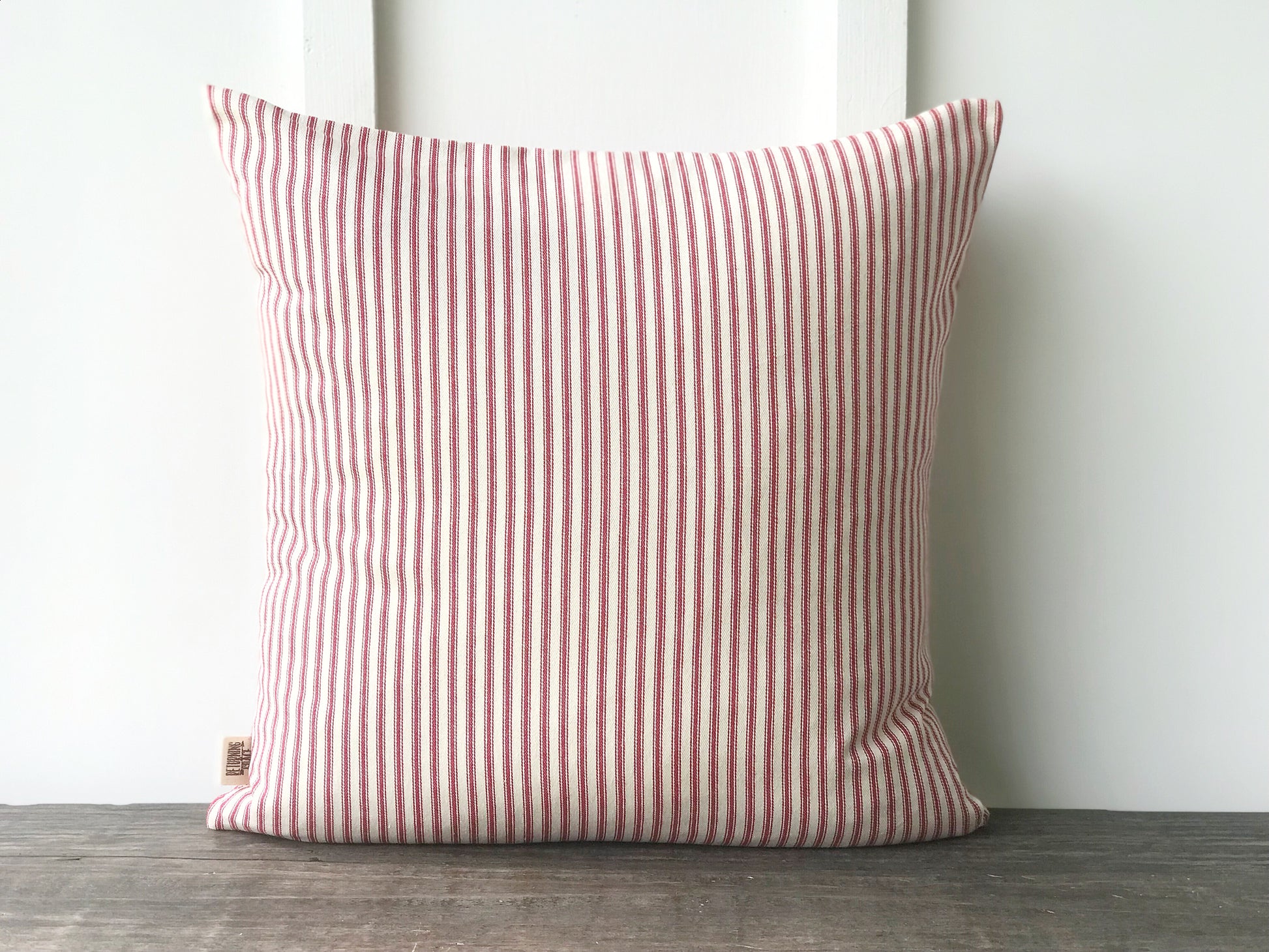 Red Ticking Pillow Cover - Returning Grace Designs