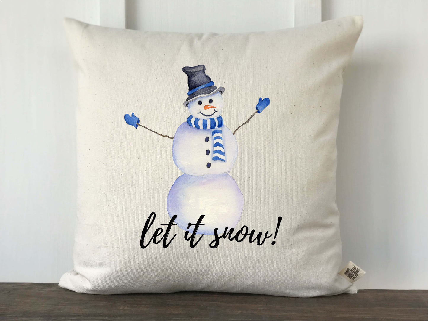 Let It Snow Watercolor Snowman Pillow Cover - Returning Grace Designs