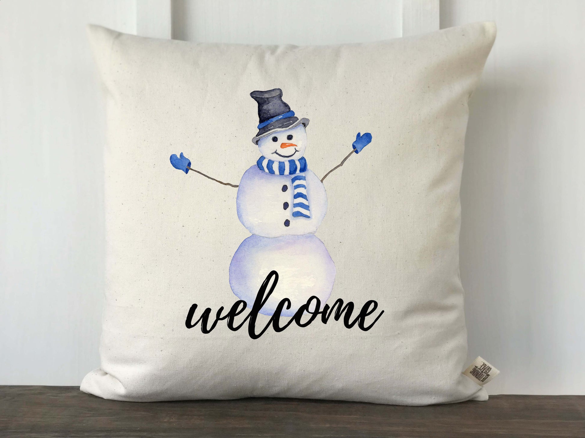 Watercolor Snowman Welcome Pillow Cover - Returning Grace Designs
