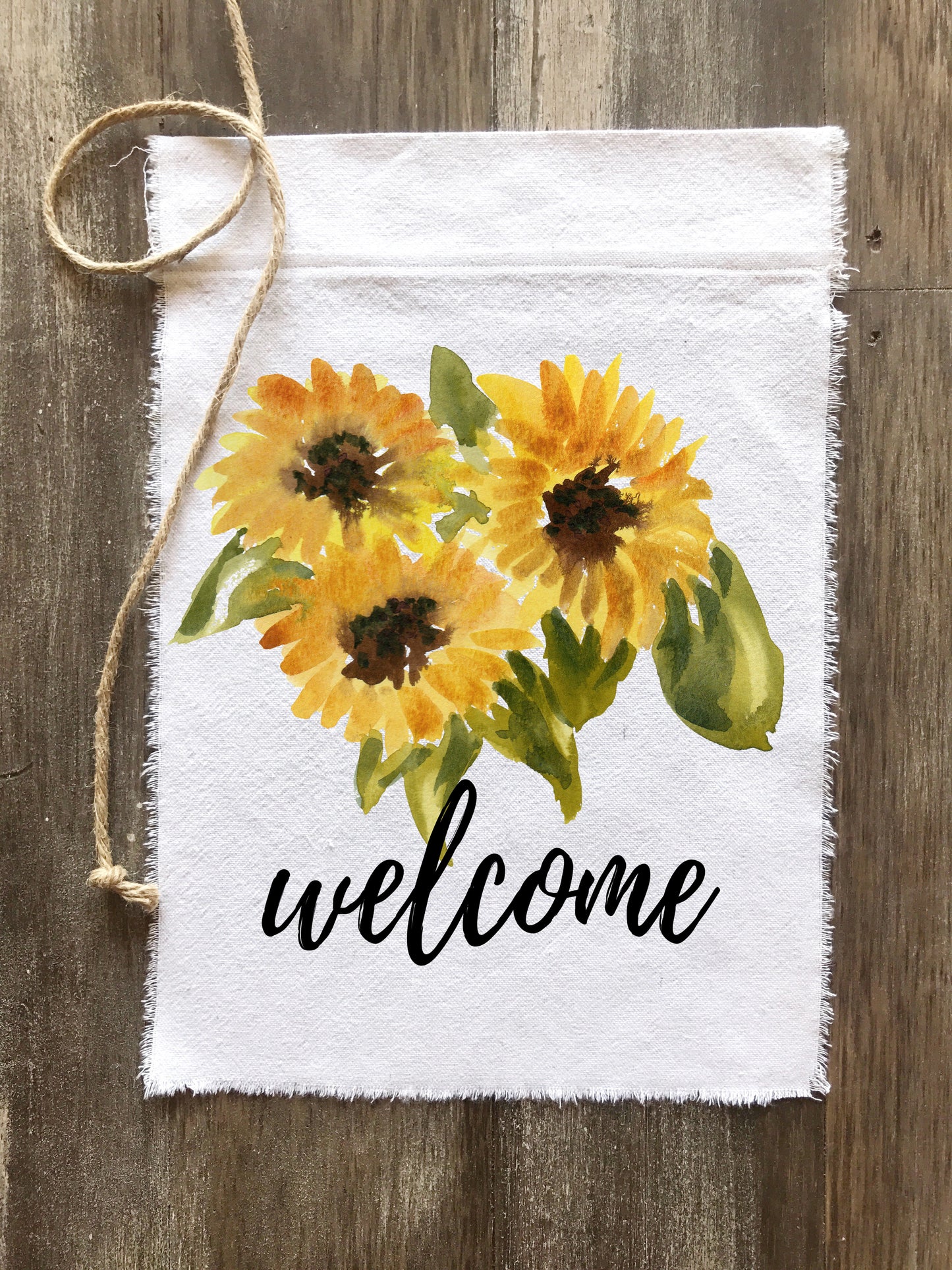 Sunflower Welcome Canvas Banner Flag - Returning Grace Designs