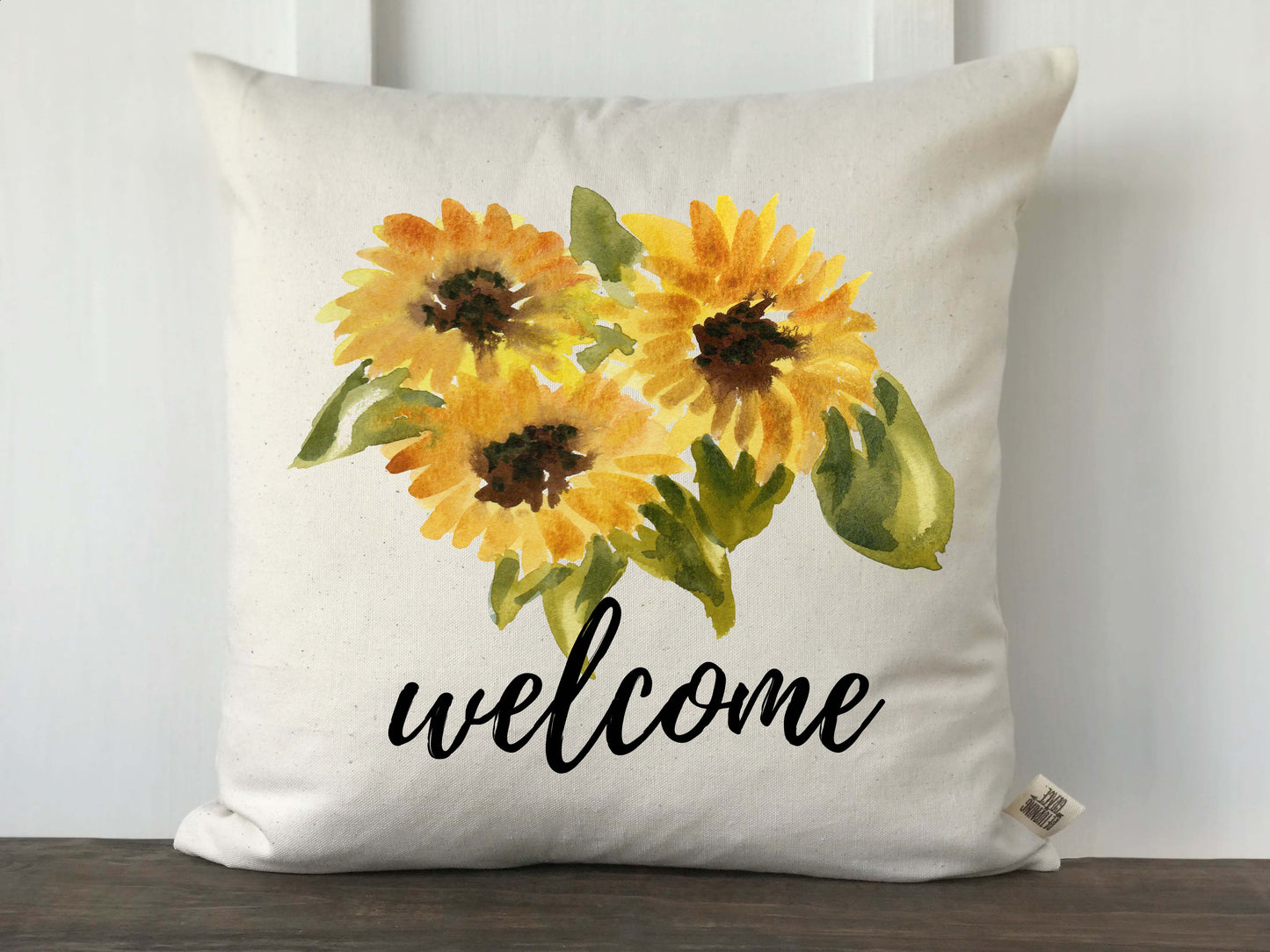 Welcome Watercolor Sunflower Trio Pillow Cover - Returning Grace Designs