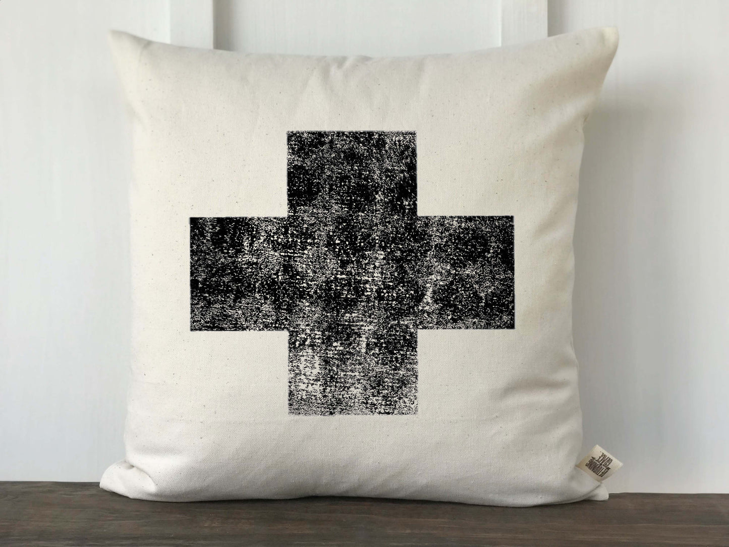 Cross Pillow Cover in Black or Gray - Returning Grace Designs