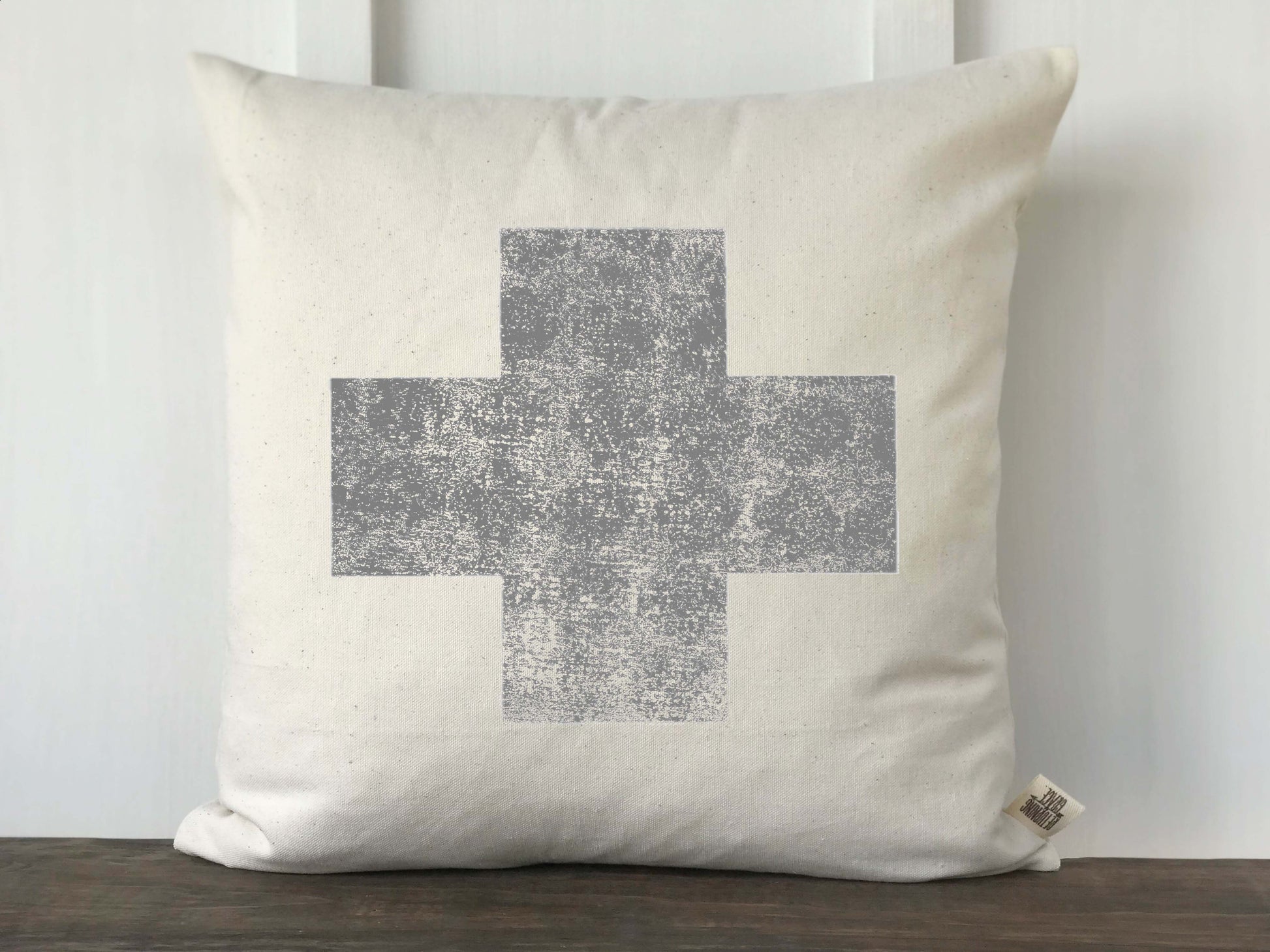 Cross Pillow Cover in Black or Gray - Returning Grace Designs