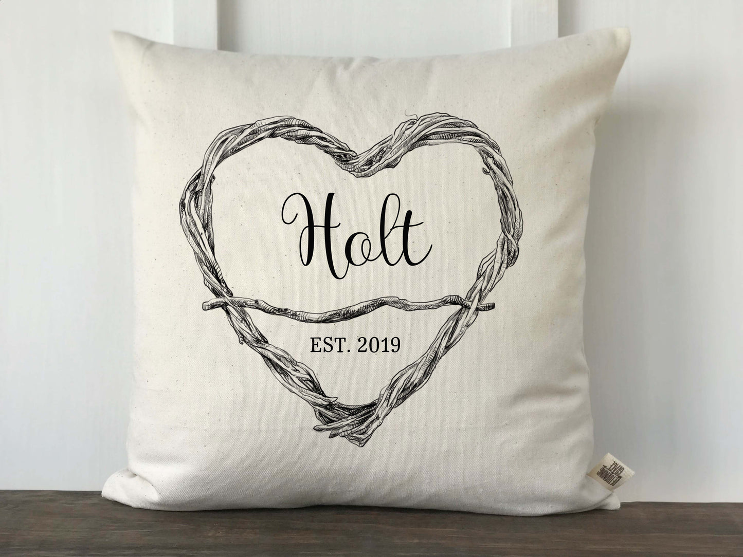 Twig Heart Personalized Pillow Cover - Returning Grace Designs