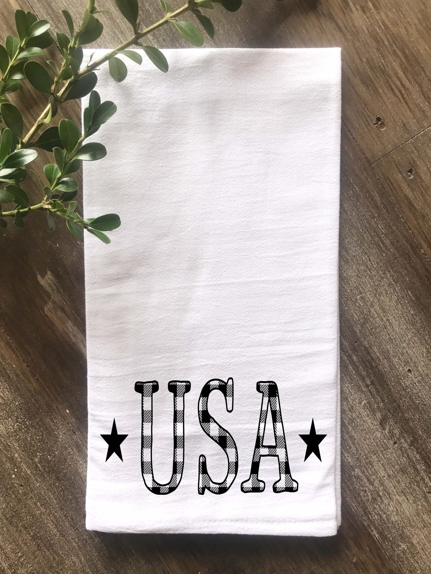 USA Buffalo Check Letters Flour Sack Tea Towel - Returning Grace Designs
