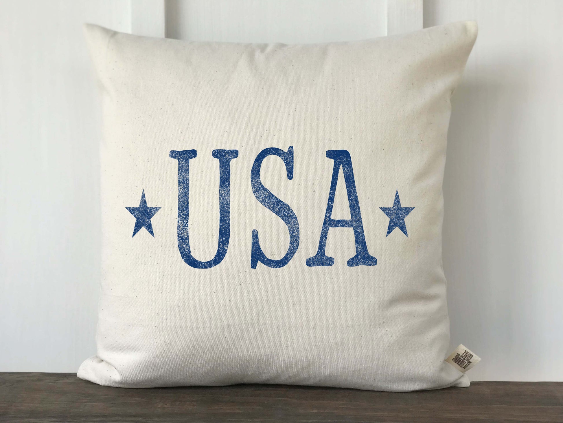 USA Letters with Stars Distressed Pillow Cover - Returning Grace Designs