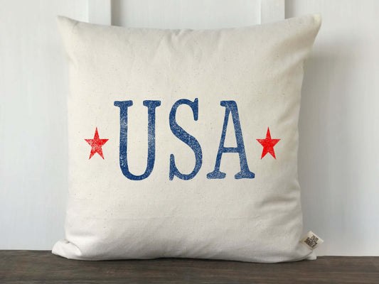 USA Letters with Stars Distressed Pillow Cover - Returning Grace Designs