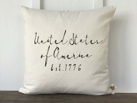 United States of America Vintage Script Pillow Cover