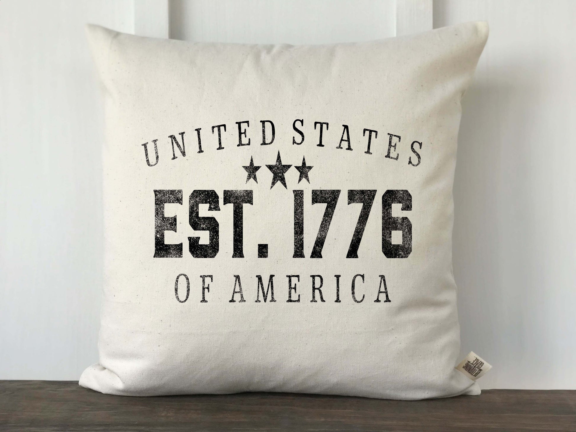 United States of America Est. 1776 Text Distressed Pillow Cover - Returning Grace Designs