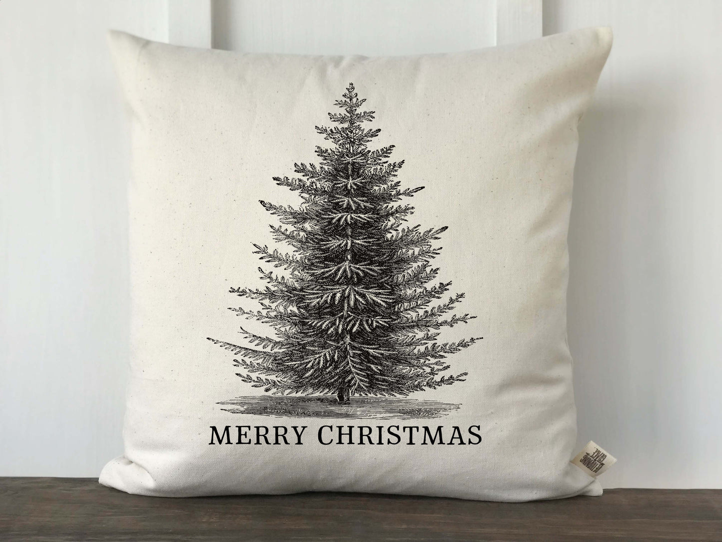 Vintage Christmas Tree Merry Christmas Pillow Cover - Returning Grace Designs