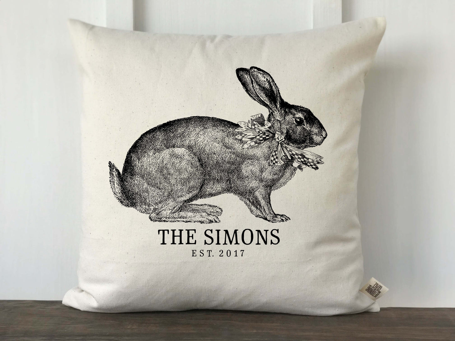 Vintage Bunny Personalized Pillow Cover - Returning Grace Designs