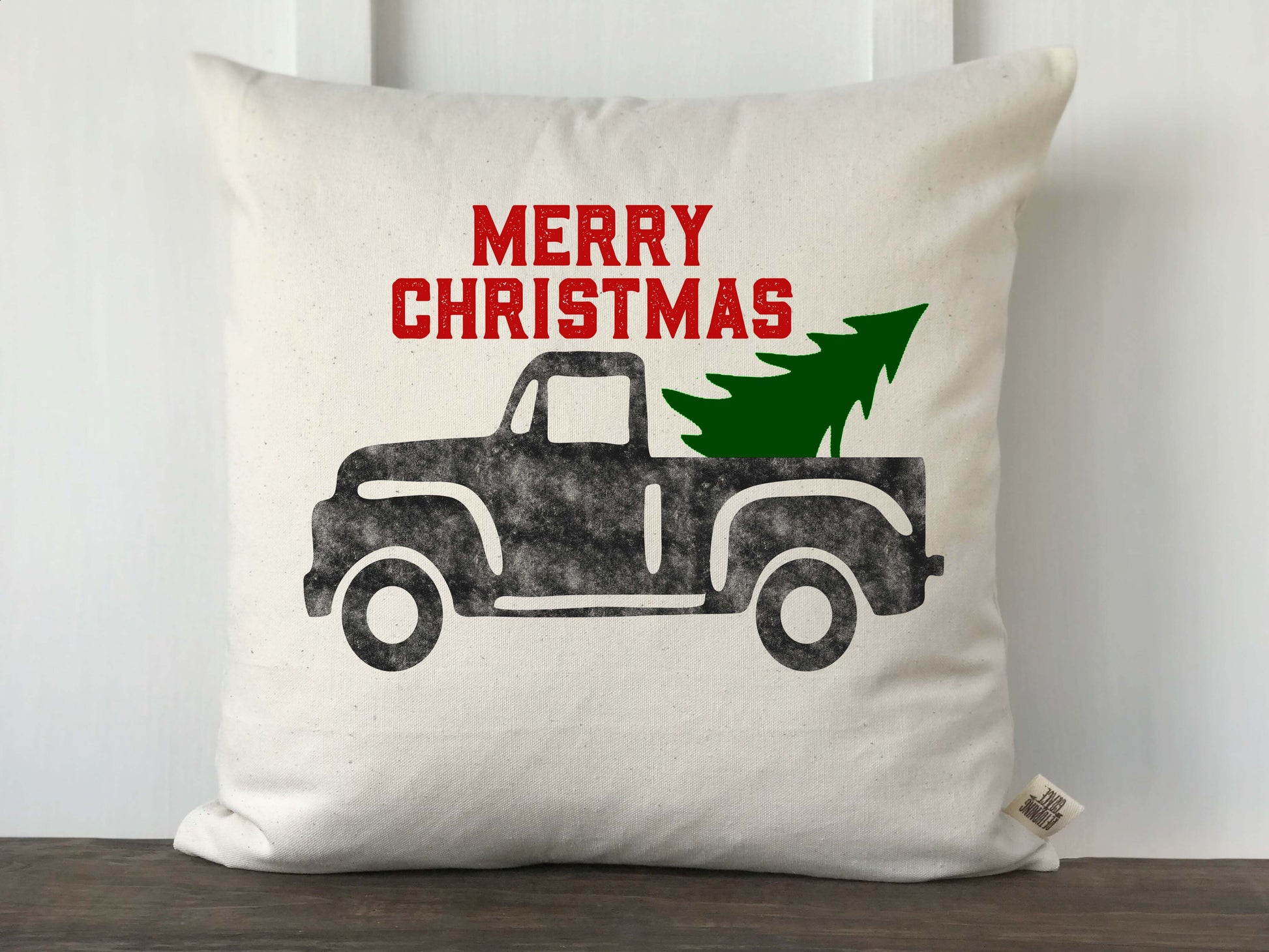 Merry Christmas Vintage Truck Pillow Cover - Returning Grace Designs
