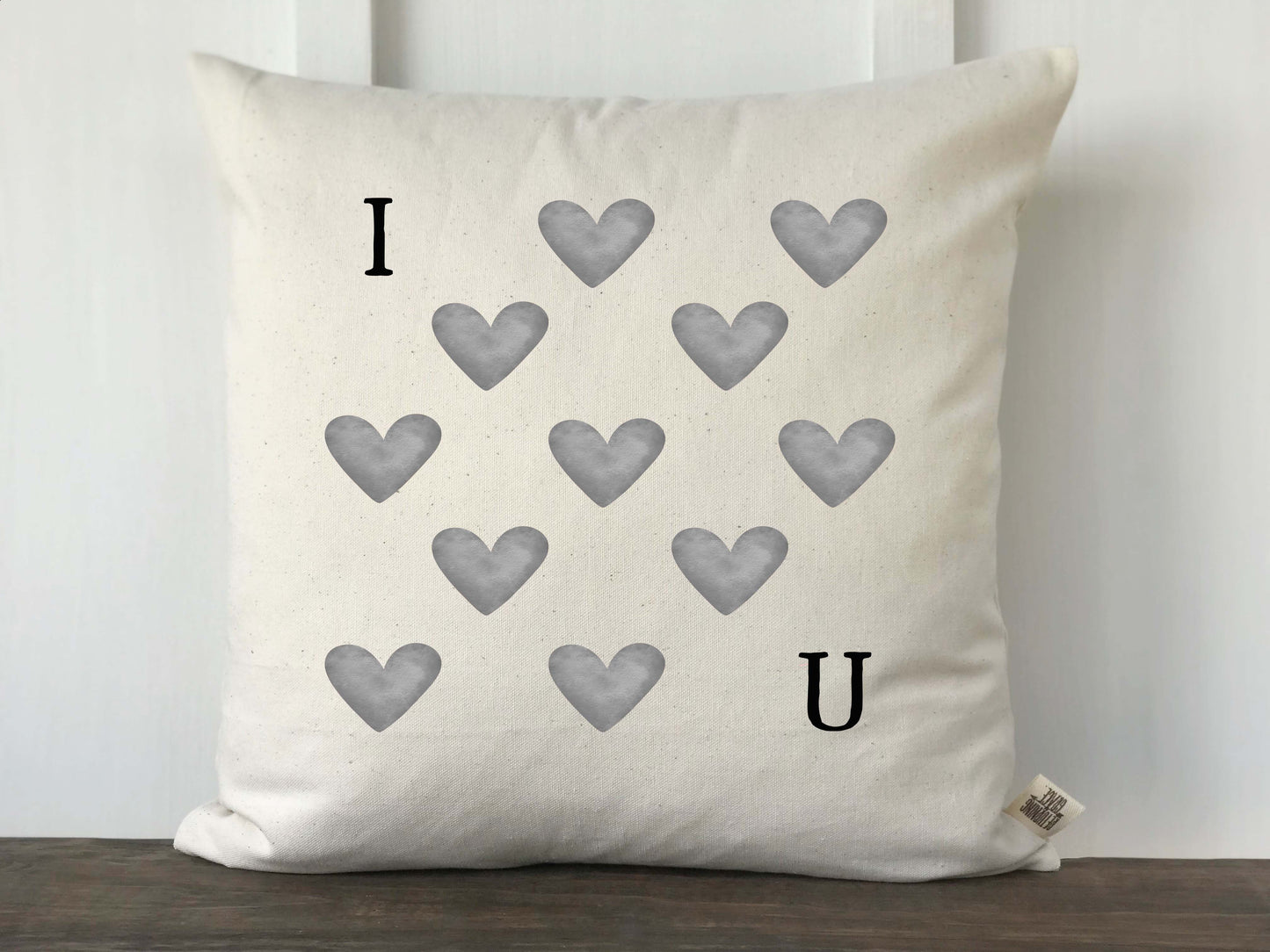 Watercolor Heart Pattern I Love You Pillow Cover - Pink or Gray