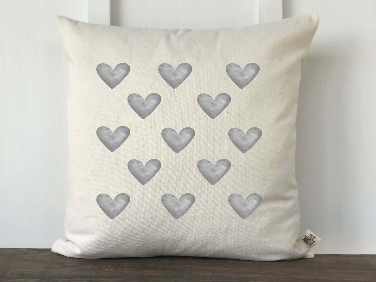 Watercolor Heart Pattern Pillow Cover - Pink or Gray