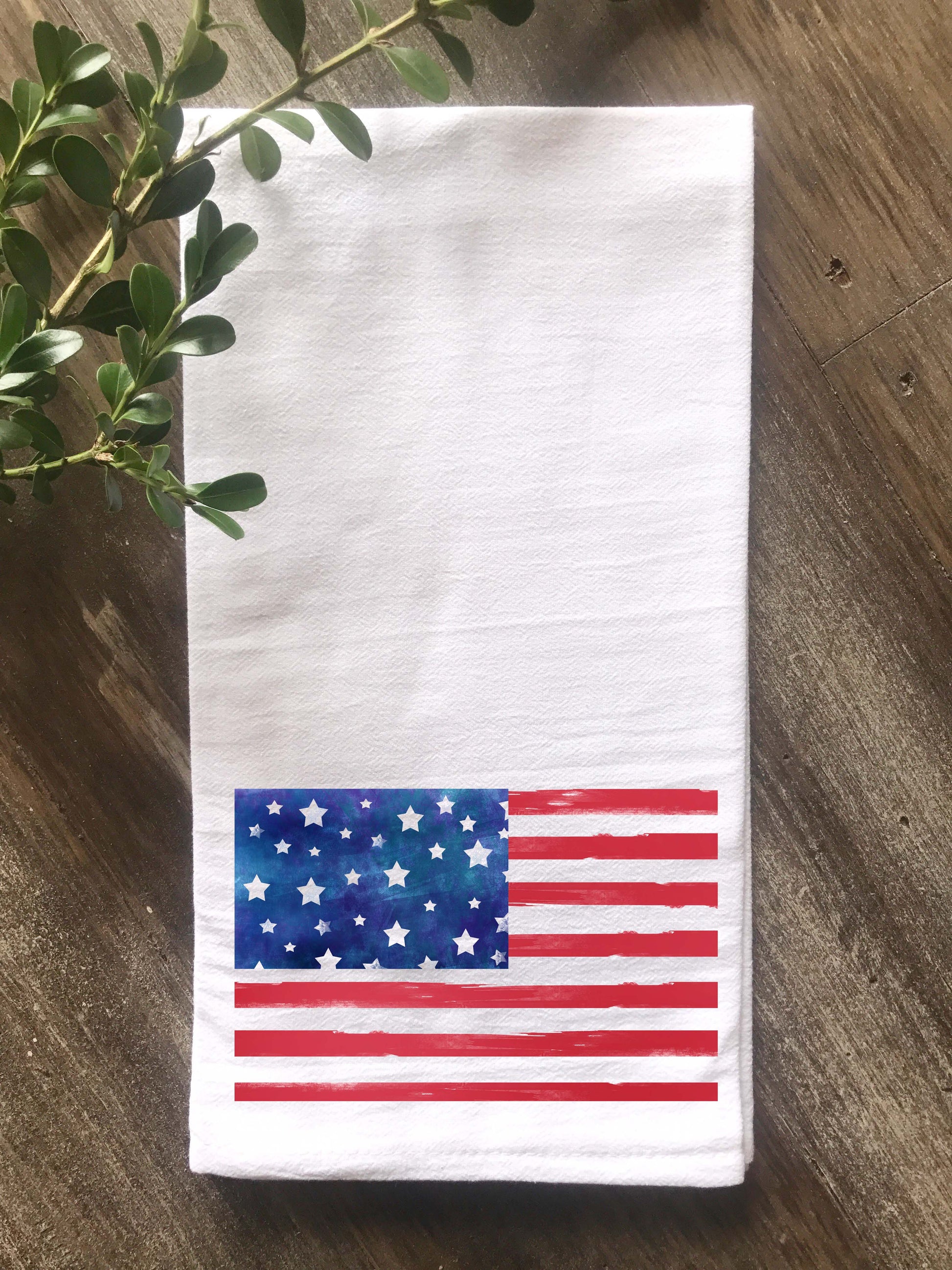 Watercolor USA Flag Flour Sack Tea Towel - Returning Grace Designs