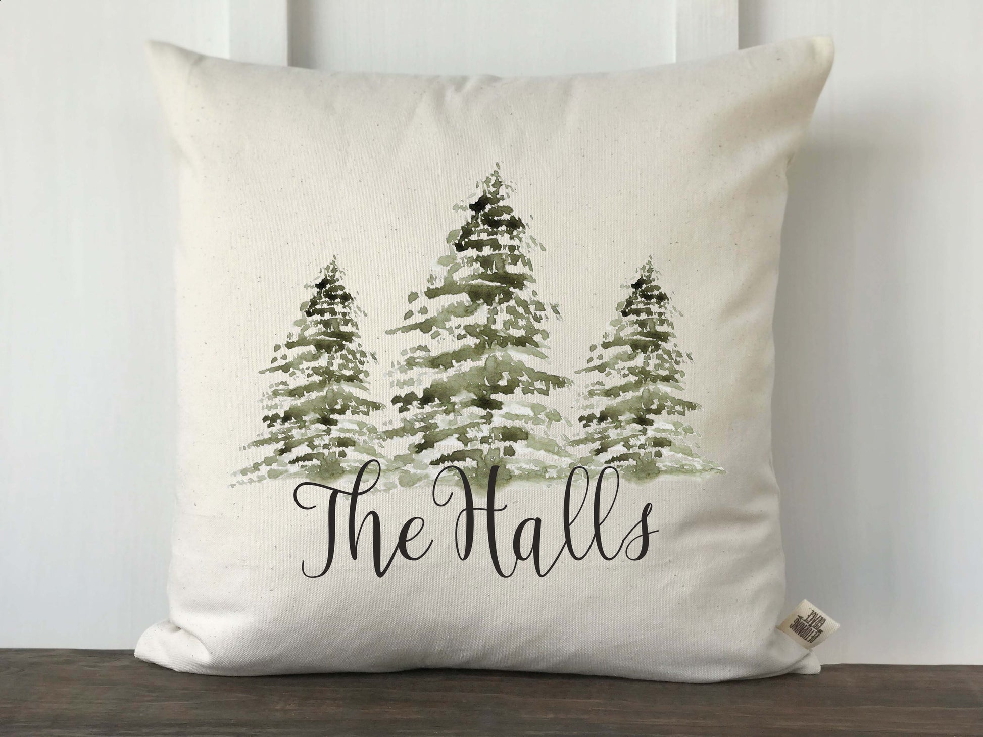 Watercolor 3 Christmas Trees Personalized Pillow Cover - Returning Grace Designs