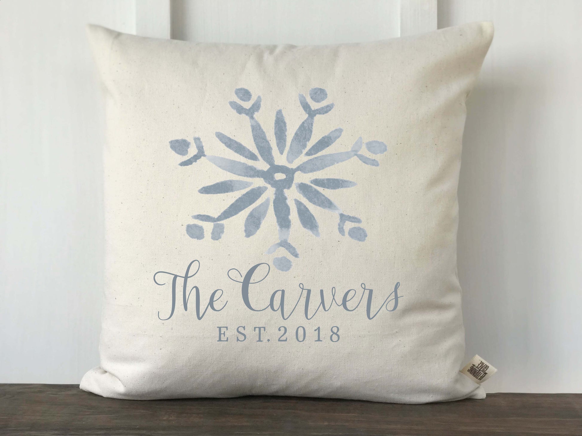 Watercolor Snowflake Personalized Pillow Cover - Returning Grace Designs