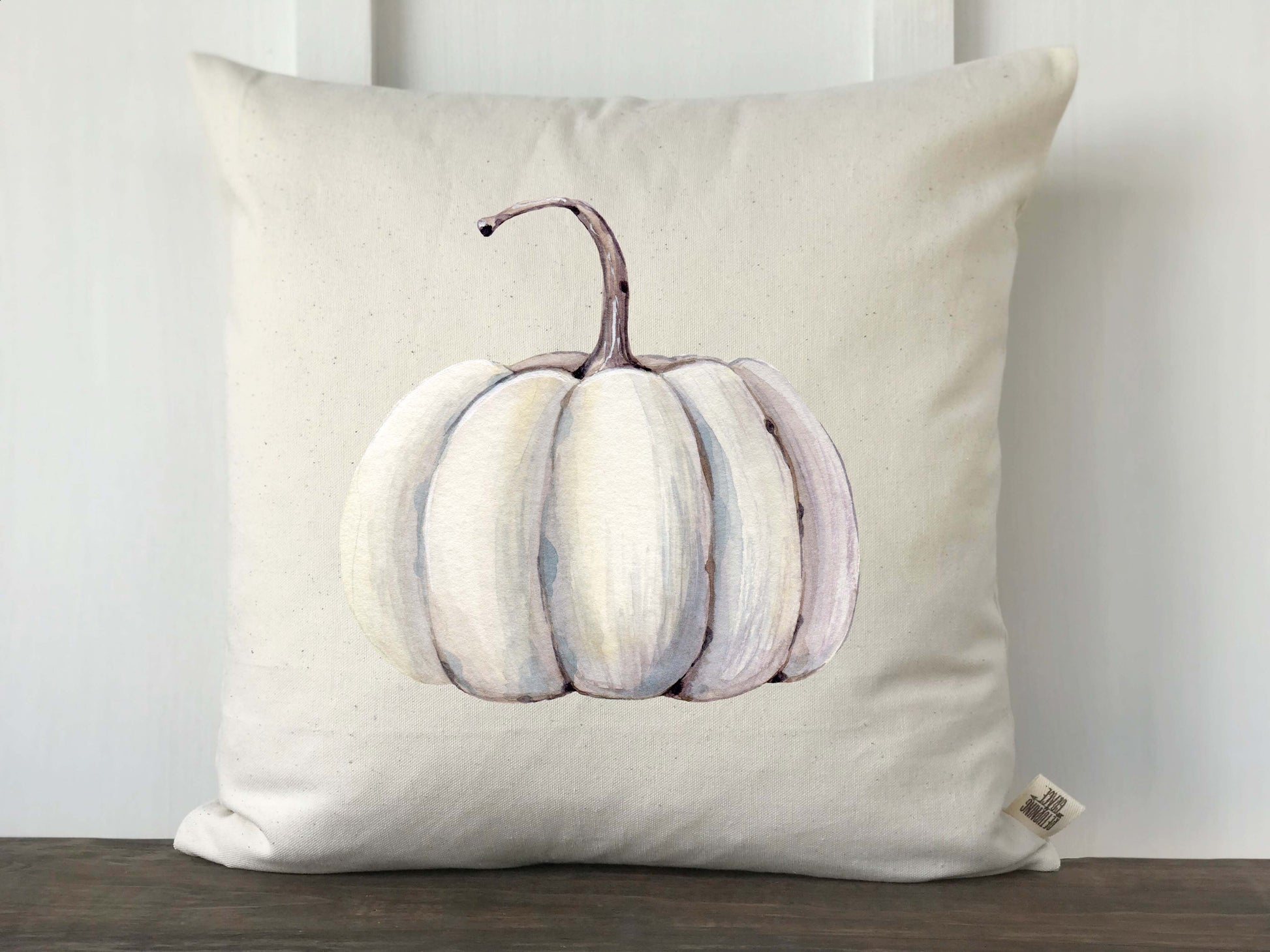 Ivory Watercolor Pumpkin Farmhouse Fall Pillow Cover - Returning Grace Designs