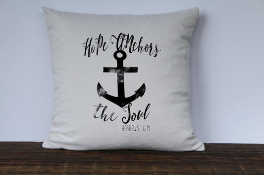 Hope Anchors the Soul Pillow Cover - Returning Grace Designs
