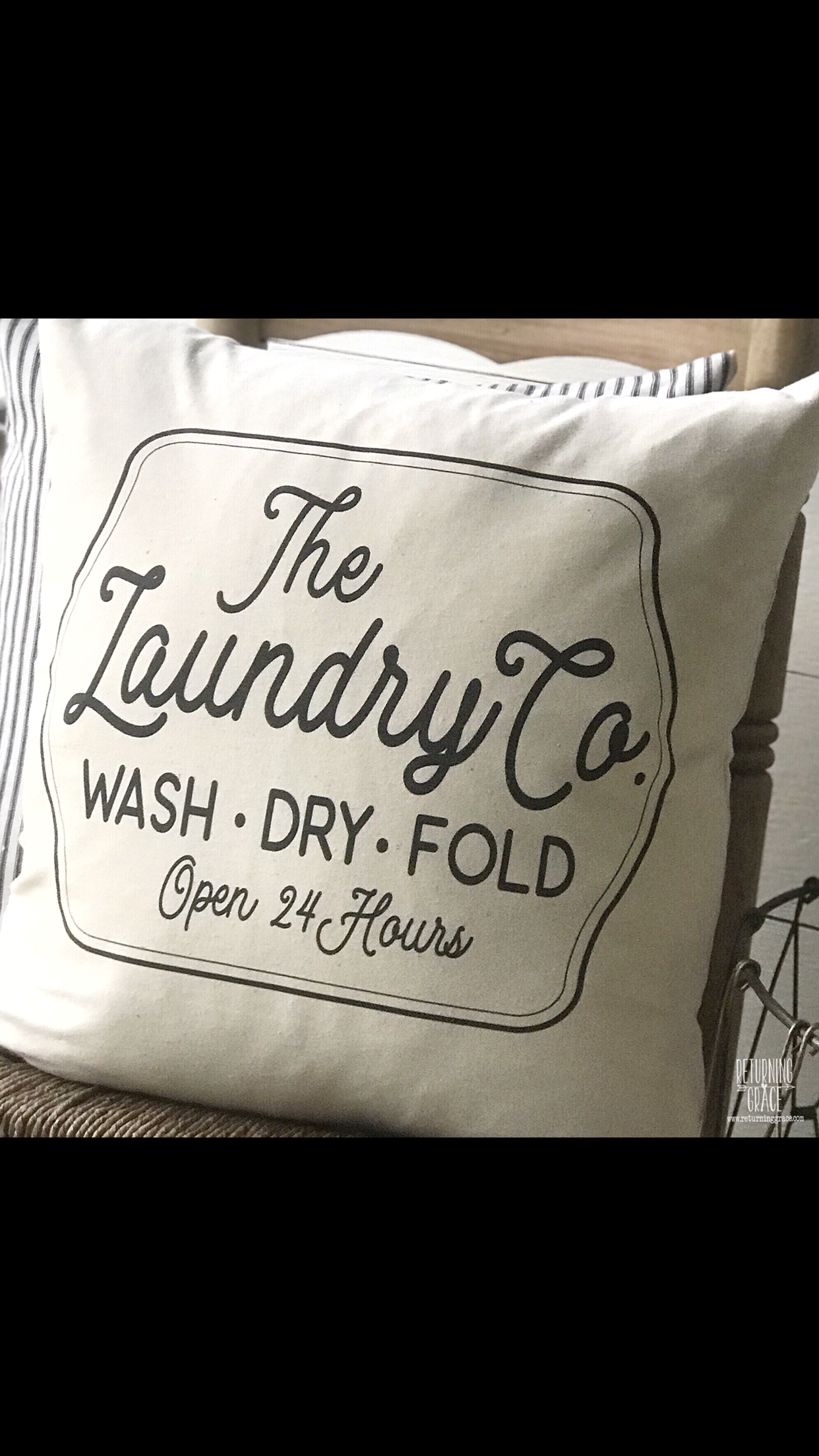 Laundry Company Farmhouse Pillow Cover - Returning Grace Designs